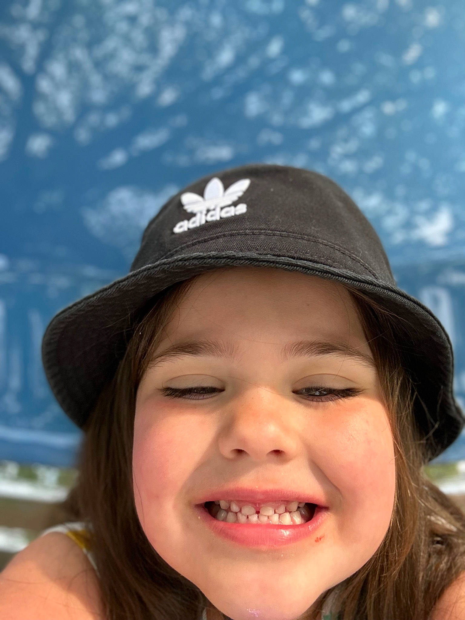 Eliza is registered to the contest to win money with this photo: black_hair, cap, eyebrow, eyelash, eyewear, fedora, flash_photography, fun, happy, hat, headgear, headwear, jaw, joy, layered_hair, lip, mouth, nose, person, skin