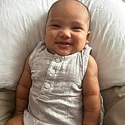 Keadon joined the competition — help win amazing prizes! baby, smile, face, pillow, bed, blanket, clothing, infant, person, cute, skin, happy, sleeveless, star_pattern, chubby_cheeks, lying_down, indoors, soft_lighting, relaxing, comfort