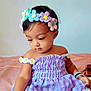 Luvella is registered to the contest to win money with this photo: toddler, child, dress, purple, flower_headband, daisies, sitting, indoor, cute, baby, bracelets, looking_down, soft_lighting, portrait, young_child, clothing, skin, hand, foot, calm