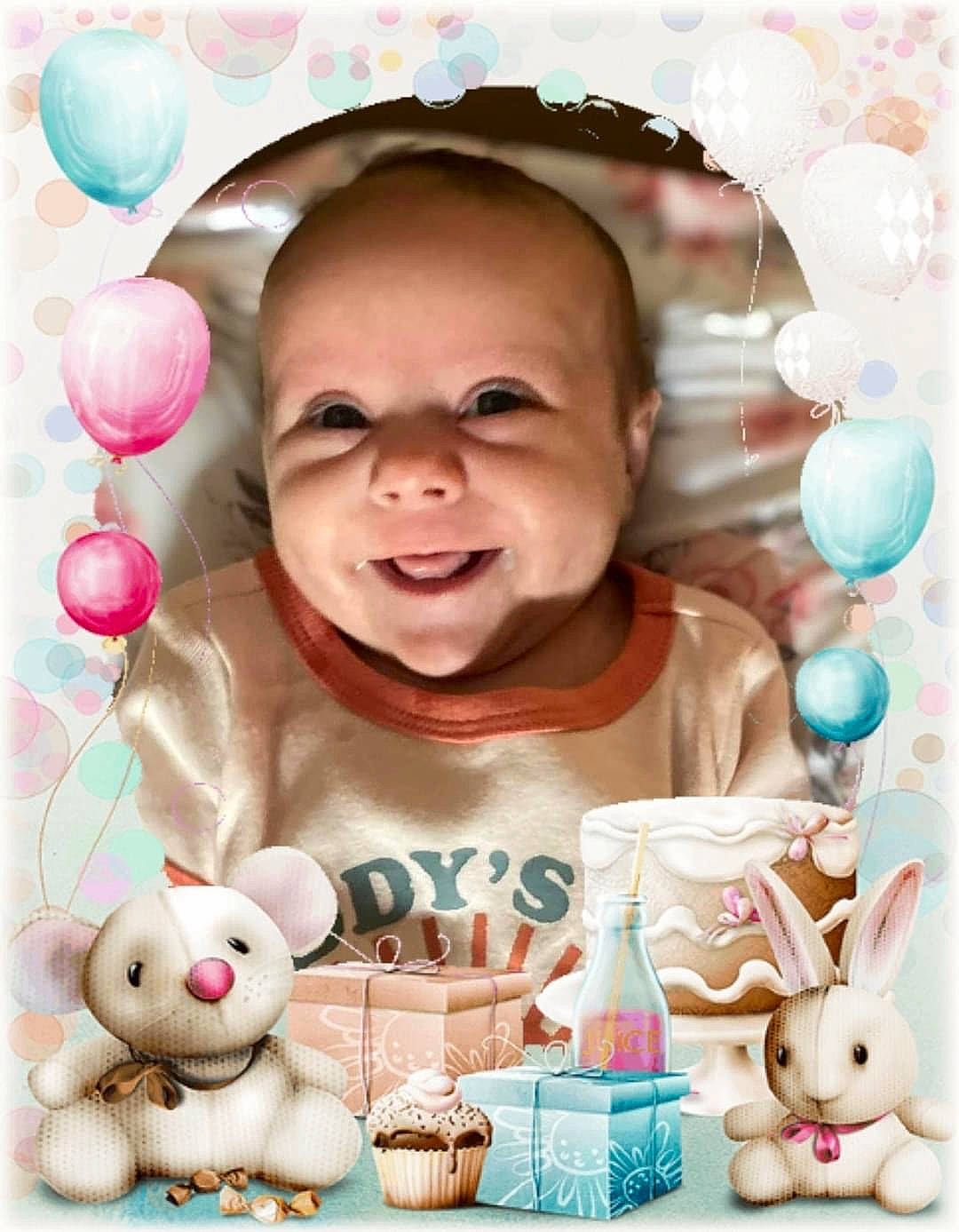 Sofia is registered to the contest to win money with this photo: baby, baby_toddler_clothing, cheek, child, facial_expression, fun, green, happy, joy, mammal, nose, person, photograph, pink, product, skin, smile, snapshot, sweetness, toddler