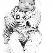 Jesus joined the competition — help win amazing prizes! baby, infant, hat, knit_hat, clothing, onesie, sleepwear, blanket, soft_texture, cute, newborn, lying_down, peaceful, portrait, monochrome, black_and_white, small_hands, footed_pajamas, sleeping_baby, indoor