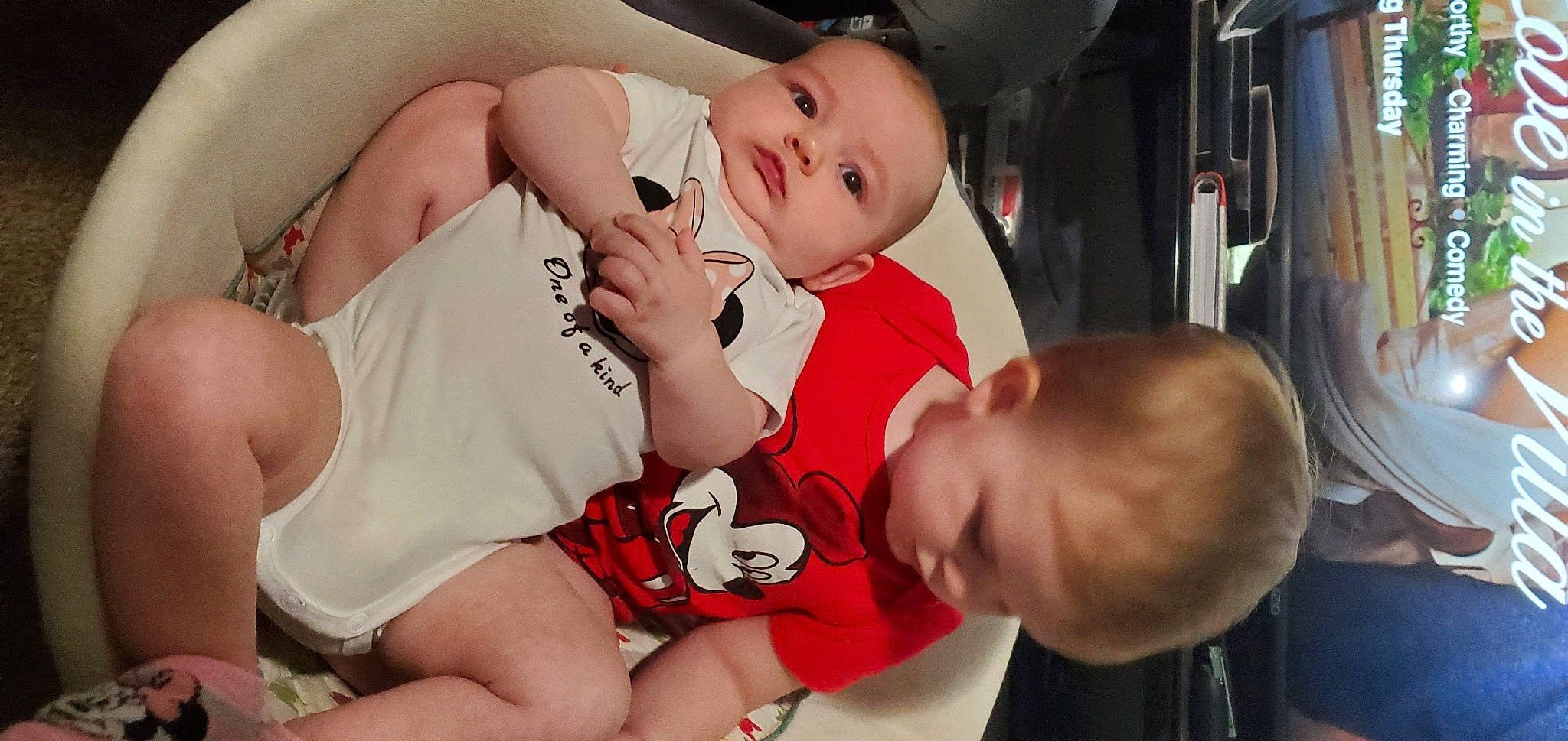 Eleanor is registered to the contest to win money with this photo: arm, baby, baby_products, baby_toddler_clothing, child, comfort, event, finger, fun, hand, happy, head, leg, mouth, muscle, nail, person, skin, t_shirt, thigh