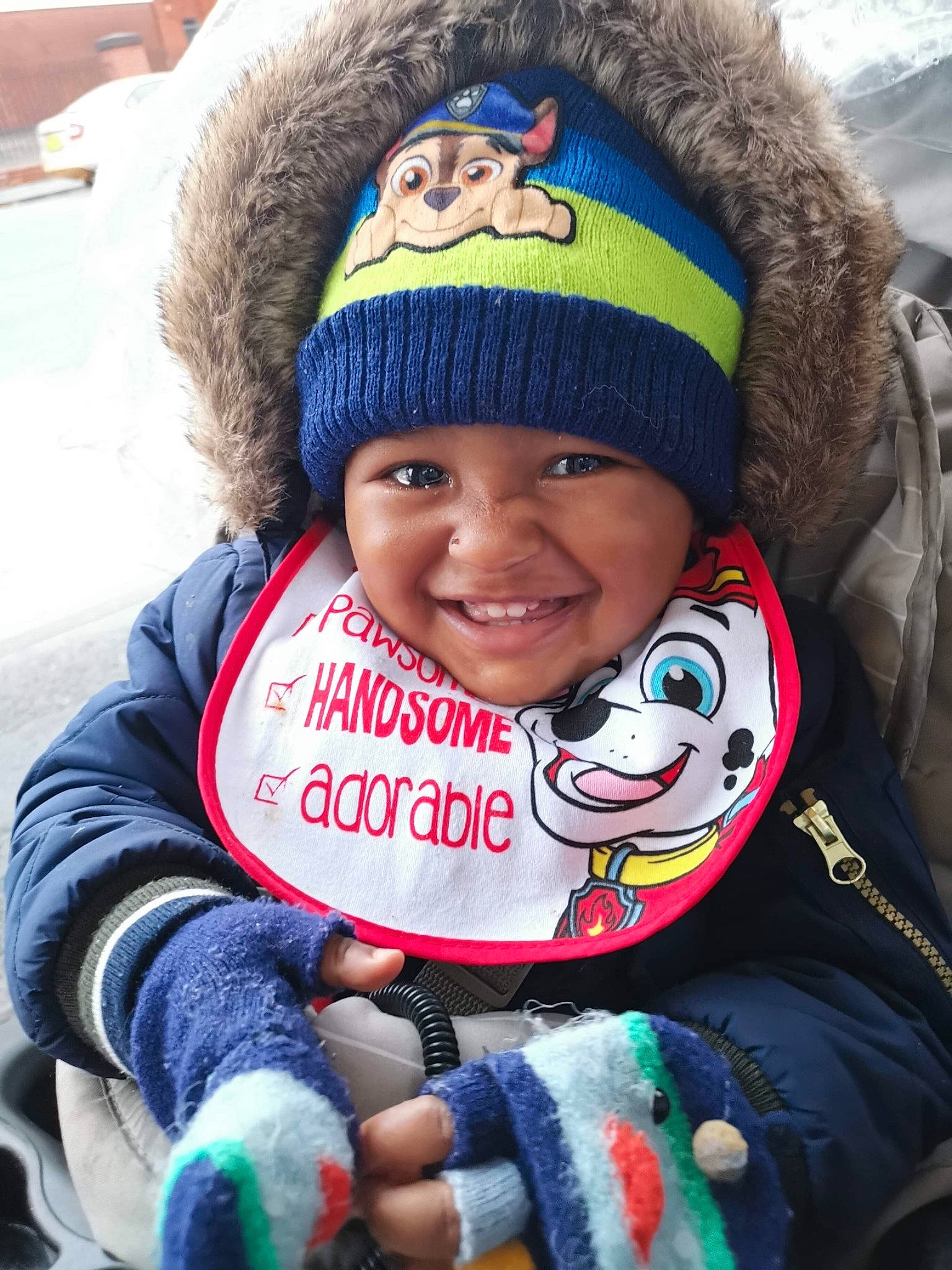 Kyrel is registered to the contest to win money with this photo: beanie, bonnet, cap, child, cool, fun, hat, headgear, headwear, infant, joy, knit_cap, knitting, person, product, smile, toddler, winter