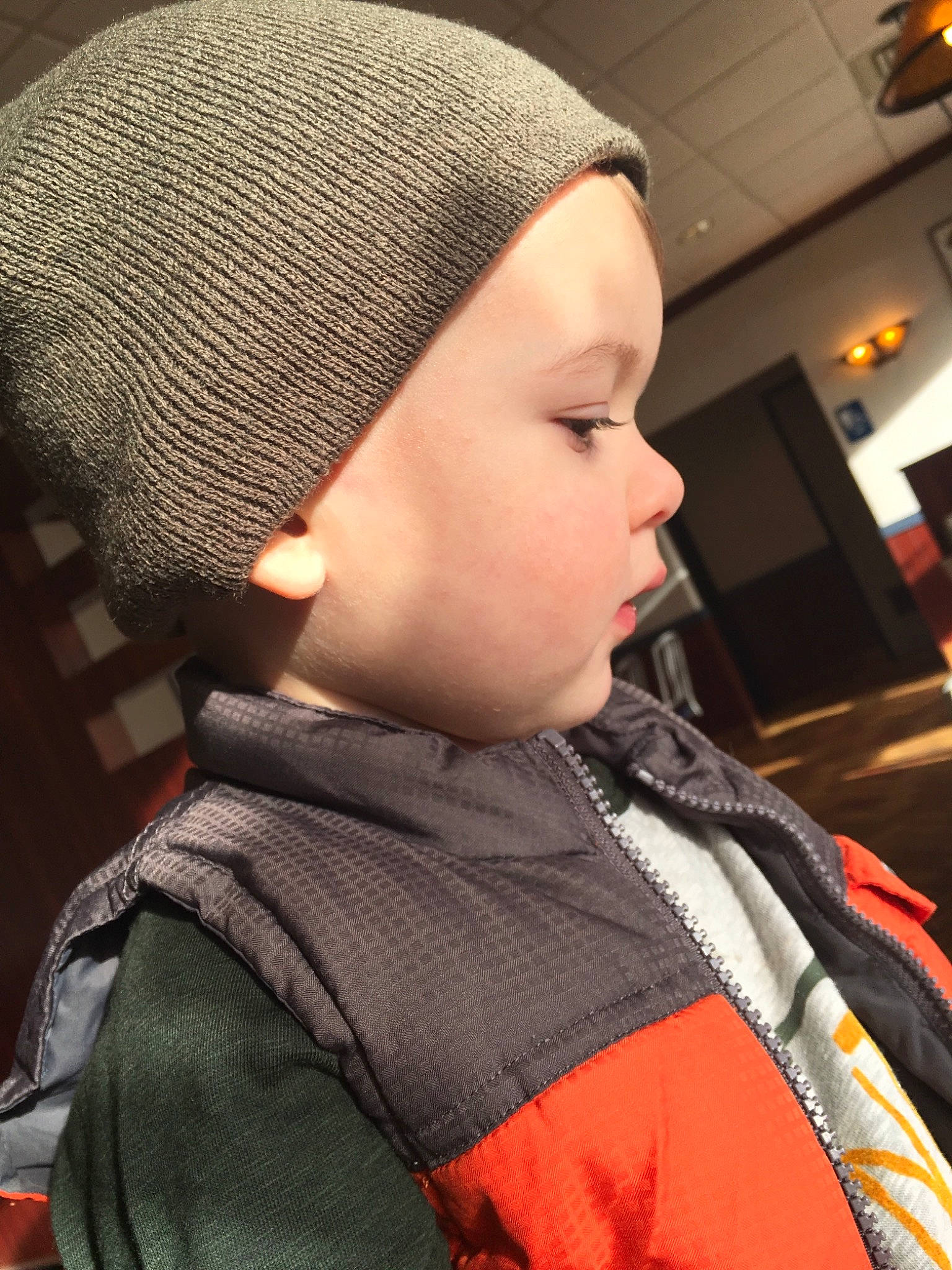 Bayne is registered to the contest to win money with this photo: beanie, bonnet, cap, child, clothing, hat, headgear, knit_cap, knitting, person