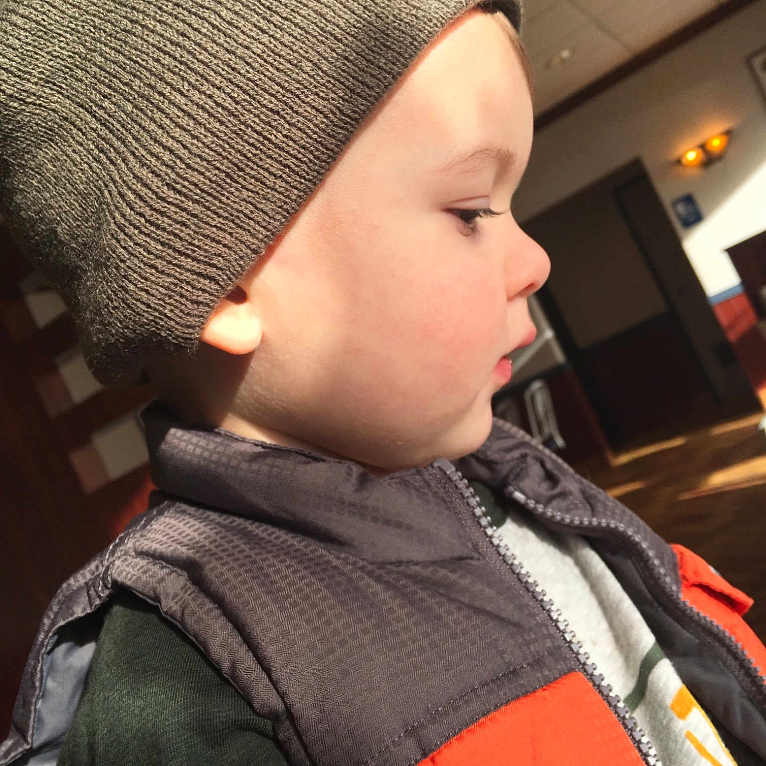 Bayne is registered to the contest to win money with this photo: beanie, bonnet, cap, child, clothing, hat, headgear, knit_cap, knitting, person