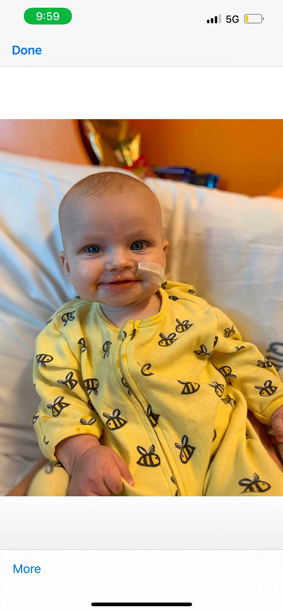 Marlee is registered to the contest to win money with this photo: baby, baby_products, baby_safety, baby_toddler_clothing, chair, cheek, child, comfort, happy, human_body, joy, laugh, linens, person, room, sitting, sleeve, smile, suit, t_shirt