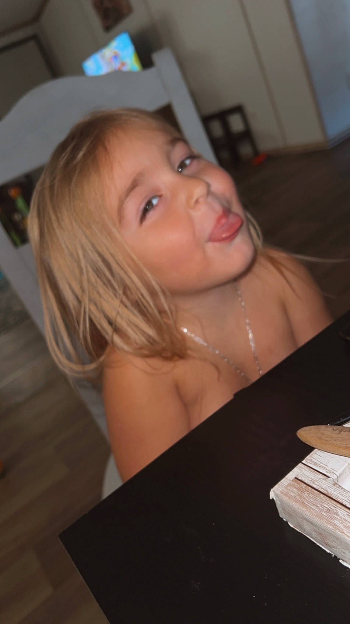 Stella joined the competition — help win amazing prizes! abdomen, brown_hair, cheek, chest, comfort, eyebrow, eyelash, flash_photography, floor, flooring, happy, hardwood, jaw, lip, long_hair, nose, person, smile, toddler, trunk