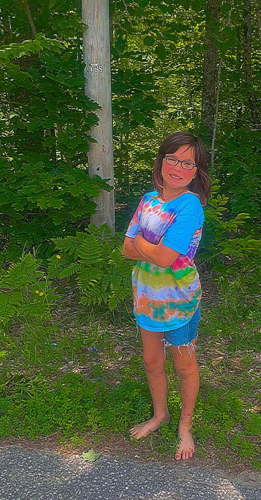 Alexis is registered to the contest to win money with this photo: barefoot, clothing, day_dress, electric_blue, fun, grass, happy, joy, leg, leisure, magenta, one_piece_garment, people_in_nature, person, plant, sandal, shrub, smile, thigh, tree