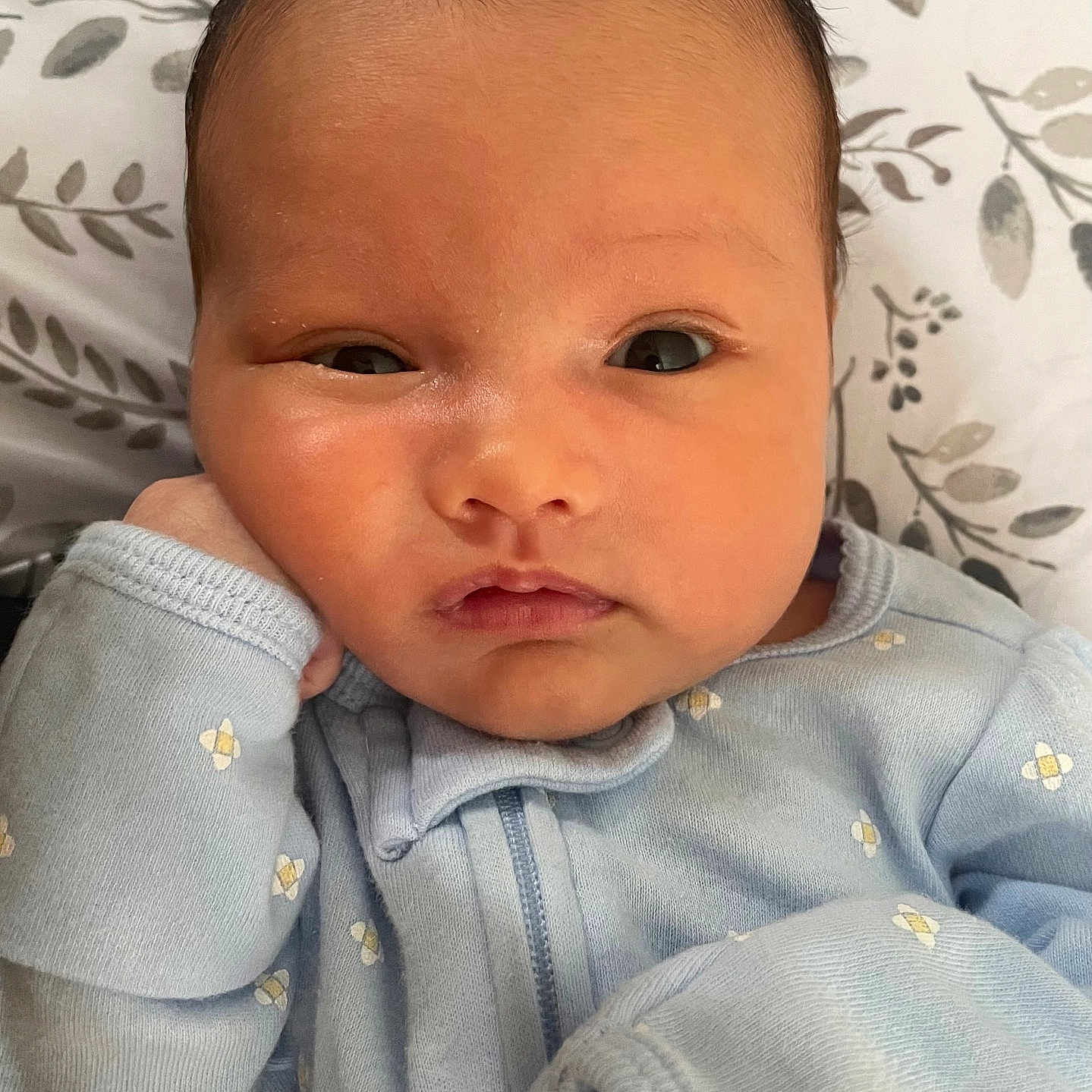 Gemma joined the competition — help win amazing prizes! baby, clothing, cushion, face, frown, head, homedecor, newborn, person, photography, portrait, sad, sleeve, spitting, yawning