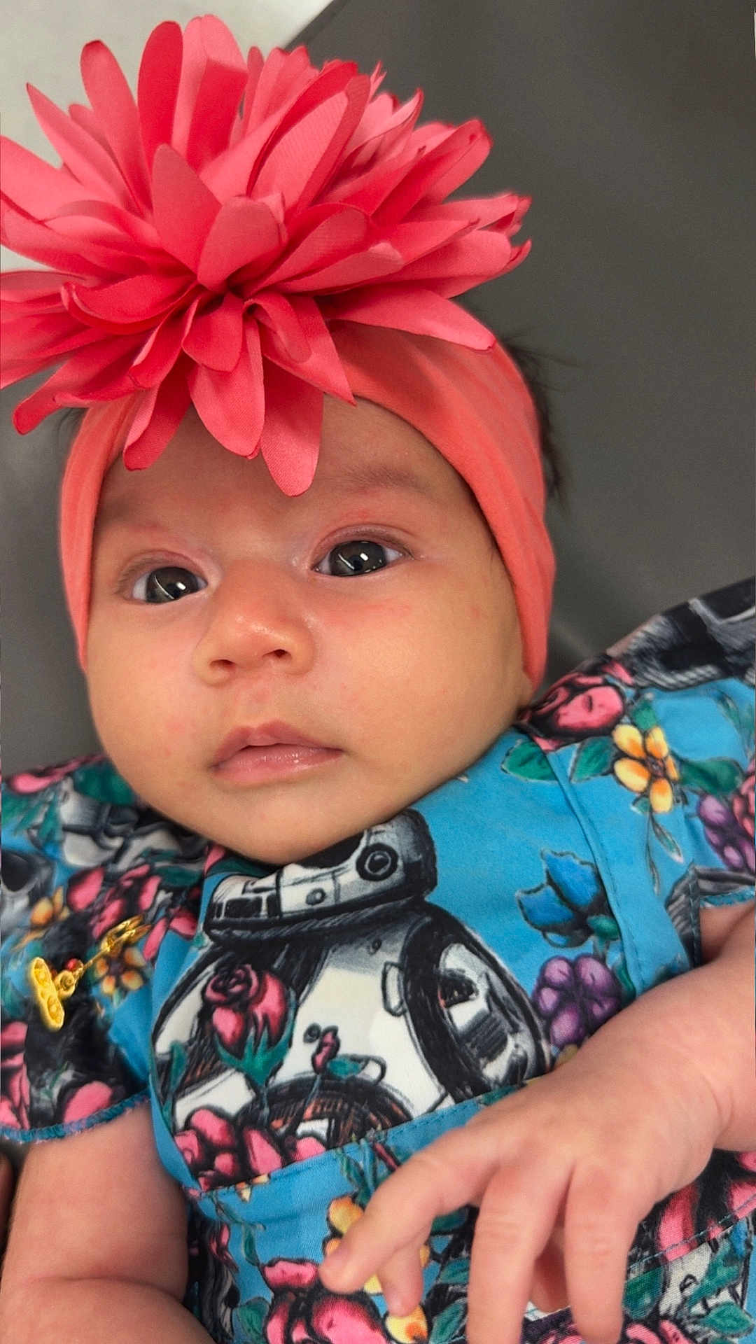 Ainhoa joined the competition — help win amazing prizes! baby, infant, headband, flower, clothing, colorful, portrait, hand, cute, child, fashion, pattern, robot, floral, face, young, skin, human, apparel, expression