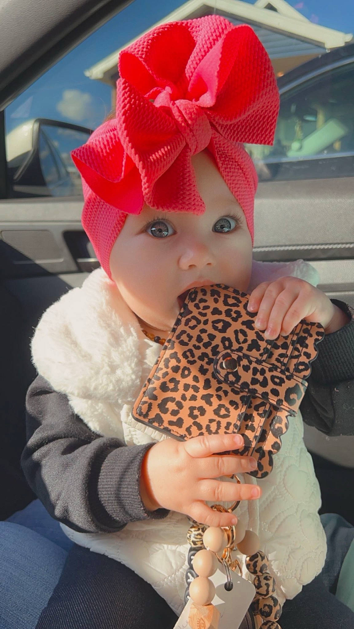 Kaylene is registered to the contest to win money with this photo: baby, baby_toddler_clothing, beanie, cap, car_seat, carmine, child, costume_hat, fashion_accessory, felidae, fur, hat, headpiece, headwear, knit_cap, nail, pattern, person, petal, stuffed_toy