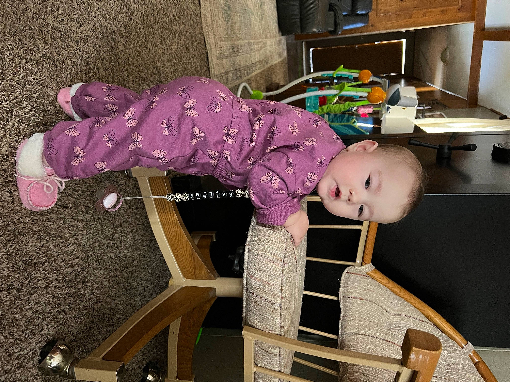 Kaylene joined the competition — help win amazing prizes! baby, baby_products, baby_toddler_clothing, baby_toys, child, costume, drawer, fun, magenta, person, pink, play, purple, room, toddler, toy, wood