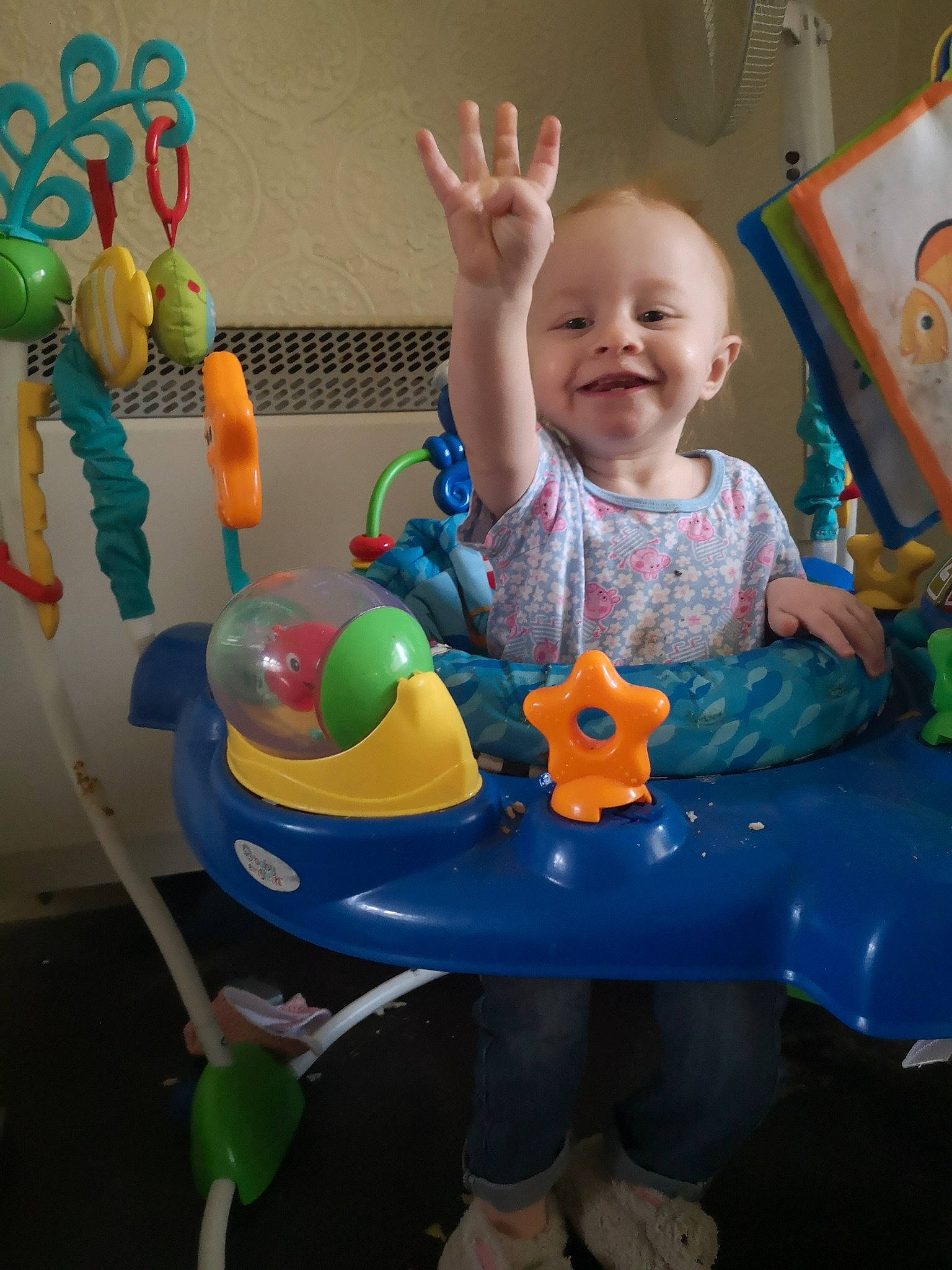 Charmaine is registered to the contest to win money with this photo: baby, baby_mobile, baby_playing_with_toys, baby_products, baby_toddler_clothing, baby_toys, balloon, child, human, joy, party_supply, person, play, riding_toy, shoe, toddler, toy