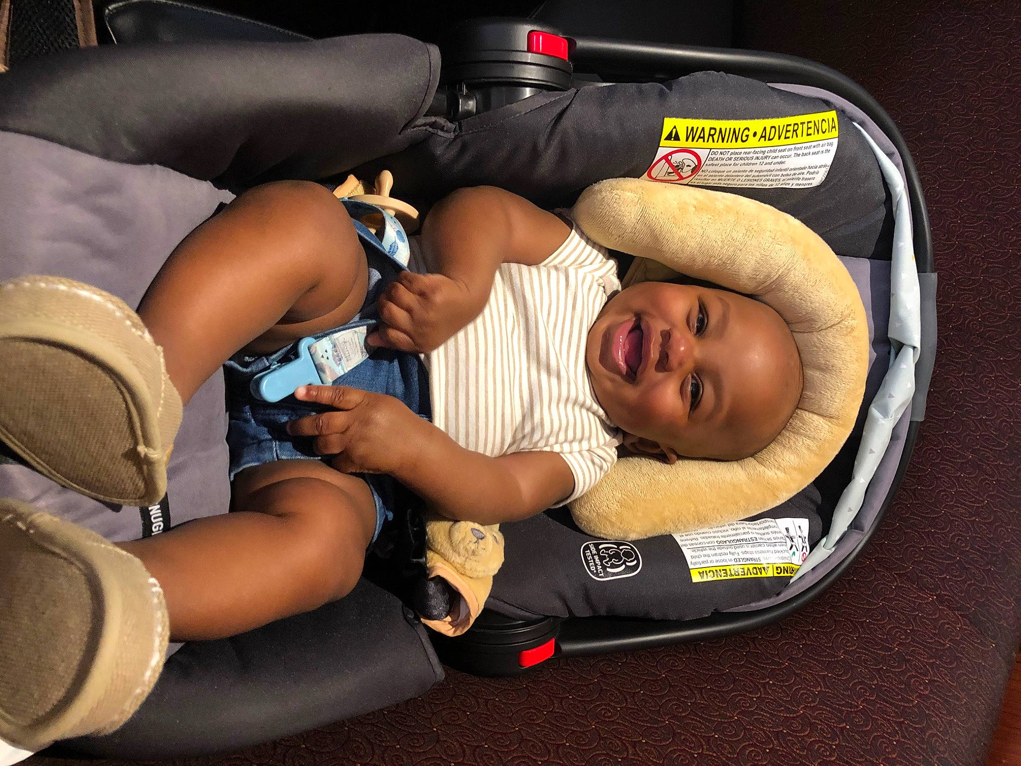 Lee joined the competition — help win amazing prizes! arm, baby_in_car_seat, car_seat, child, joy, person, product