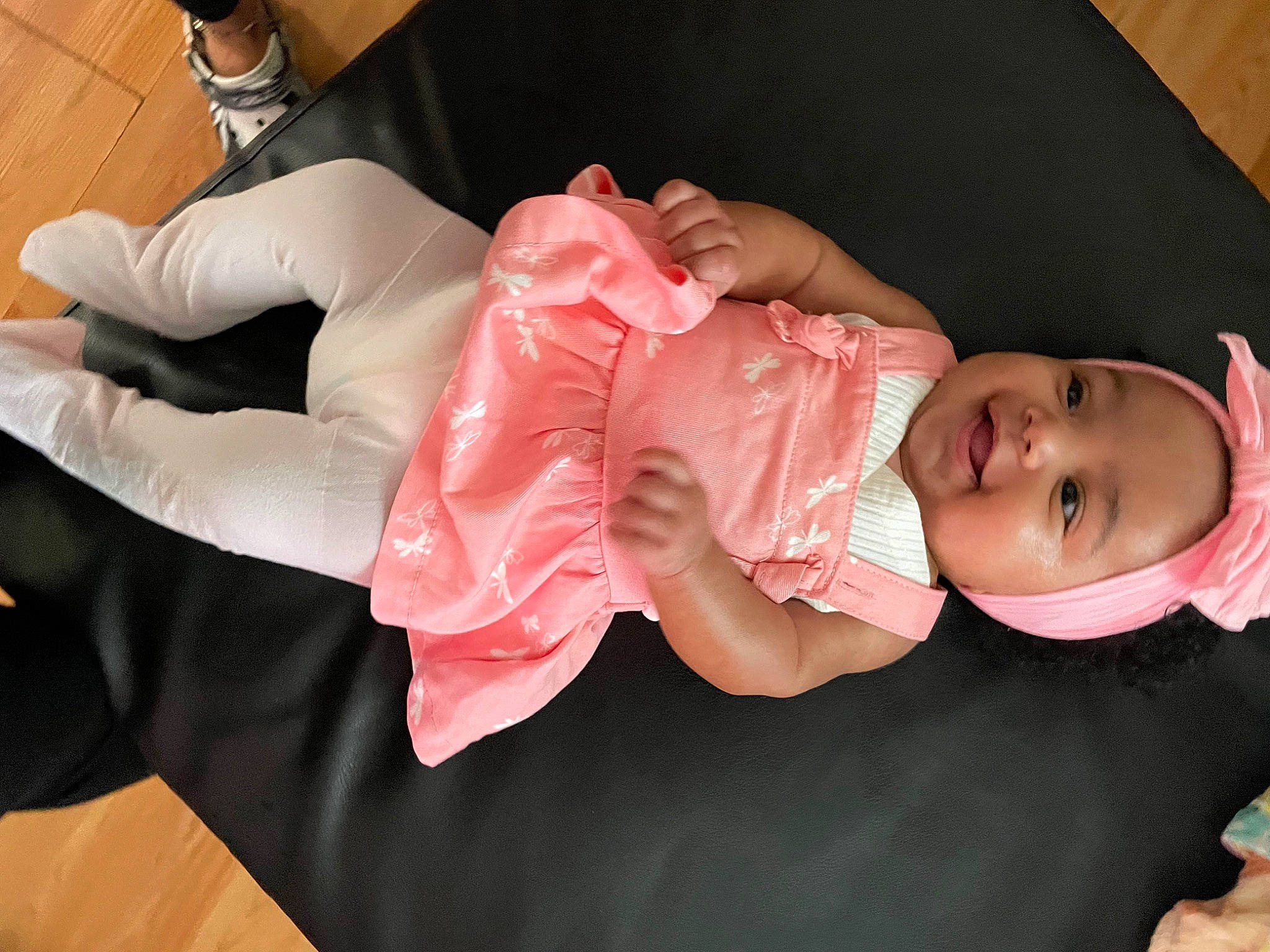 Yamari is registered to the contest to win money with this photo: arm, baby, baby_products, baby_toddler_clothing, cheek, child, event, eyelash, finger, gesture, hand, hat, headwear, mouth, nail, person, pink, skin, smile, thigh