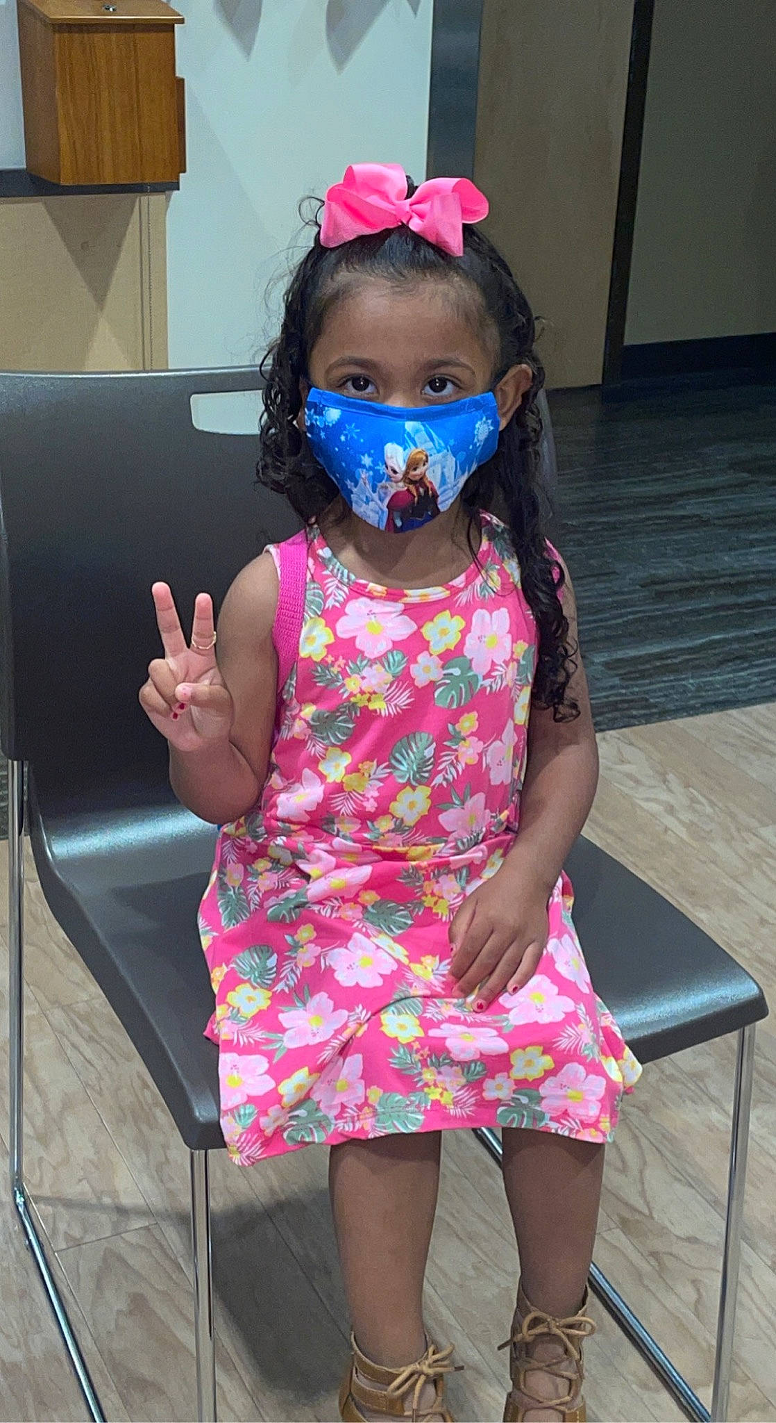 Rosalee is registered to the contest to win money with this photo: baby_toddler_clothing, beauty, child, dress, eyewear, finger, fun, goggles, hair, hairstyle, hand, head, magenta, person, pink, purple, sleeve, thigh, toddler, violet