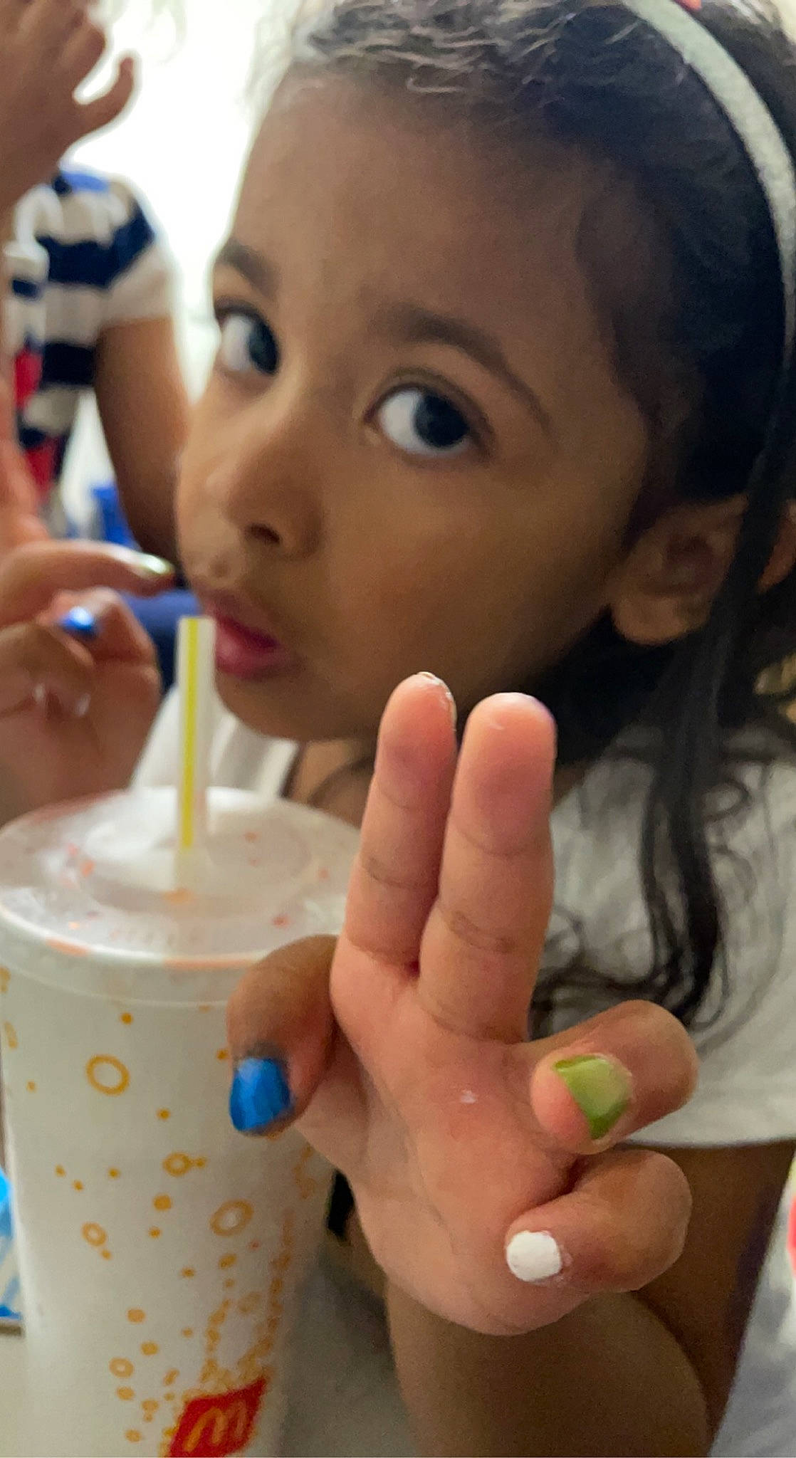 Rosalee joined the competition — help win amazing prizes! coffee, cup, dairy, dessert, drink, drinking, drinking_straw, drinkware, eyelash, food, fun, gesture, happy, ingredient, nail, non_alcoholic_beverage, person, soft_drink, sweetness, thumb