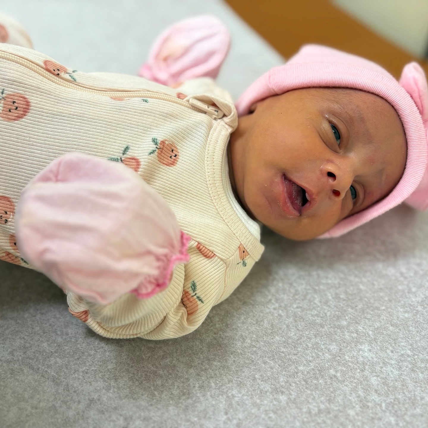 Laylani Gallman joined the competition — help win amazing prizes! baby, beanie, blanket, bonnet, cap, clothing, face, glove, hat, head, newborn, person, photography, portrait, sleeping
