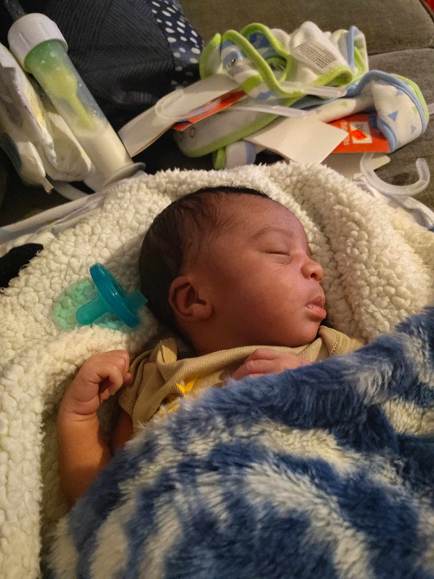 Kingston Hicks is registered to the contest to win money with this photo: baby, newborn, sleeping, blanket, pacifier, infant, cozy, clothing, hand, face, bed, comfort, soft, rest, child, indoor, cute, peaceful, toddler, furniture