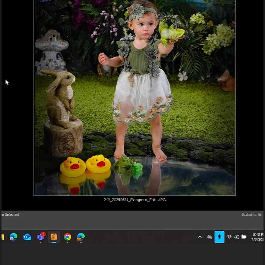 Zen joined the competition — help win amazing prizes! background, barefoot, child, computer_screen, dress, flowers, glasses, greenery, headshot, indoor, people, portrait, rabbit_statue, reflection, rubber_ducks, toddler, toy, video_call, waterfall, woman