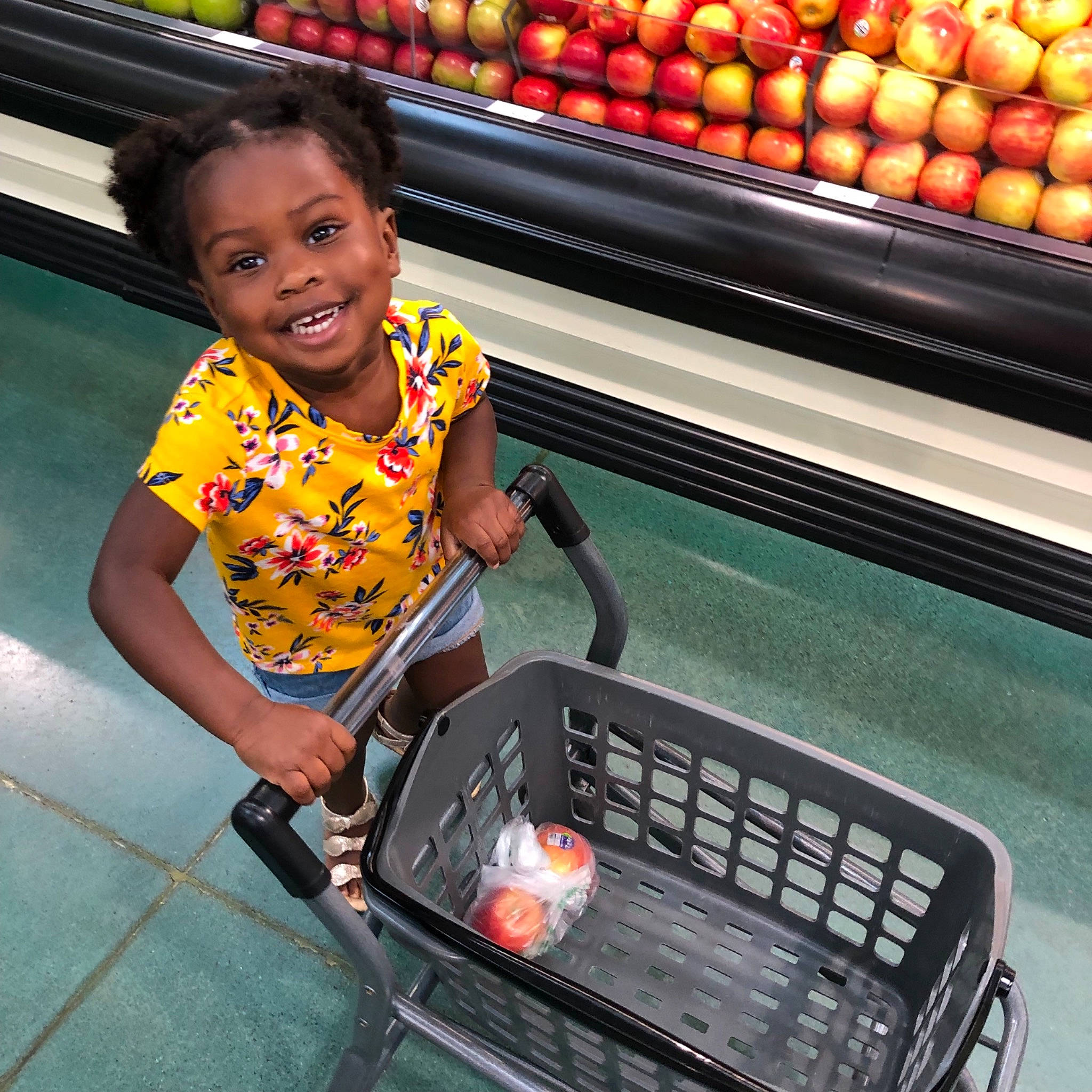 Carina joined the competition — help win amazing prizes! child, food, grocery_store, joy, person, play, product, shopping_cart, smile, supermarket, vacation, vegetable, vehicle