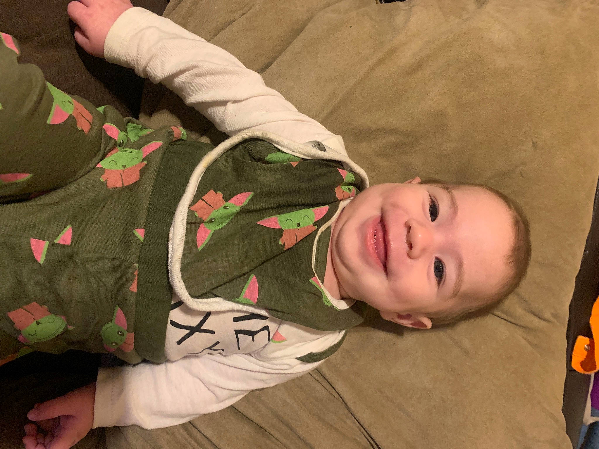 Karsen is registered to the contest to win money with this photo: baby_laughing, baby_toddler_clothing, cheek, child, comfort, elbow, flooring, gesture, happy, hardwood, head, joy, mammal, mouth, nose, person, sitting, sleeve, smile, toddler