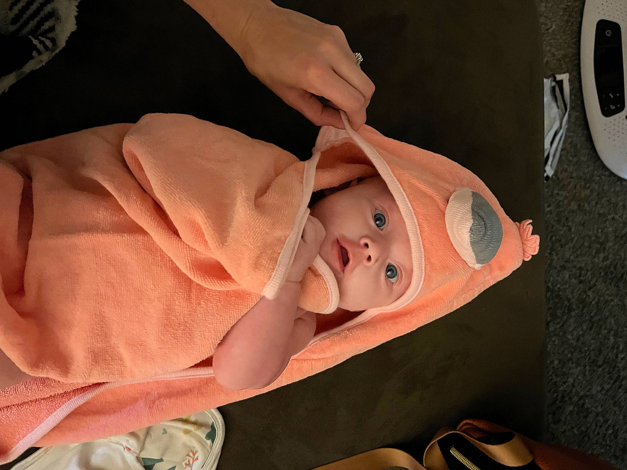 Jentry joined the competition — help win amazing prizes! baby, baby_carriage, baby_products, baby_toddler_clothing, carmine, child, comfort, eye, fashion_accessory, flesh, hat, headwear, human_body, human_leg, leg, nail, peach, person, room, thumb