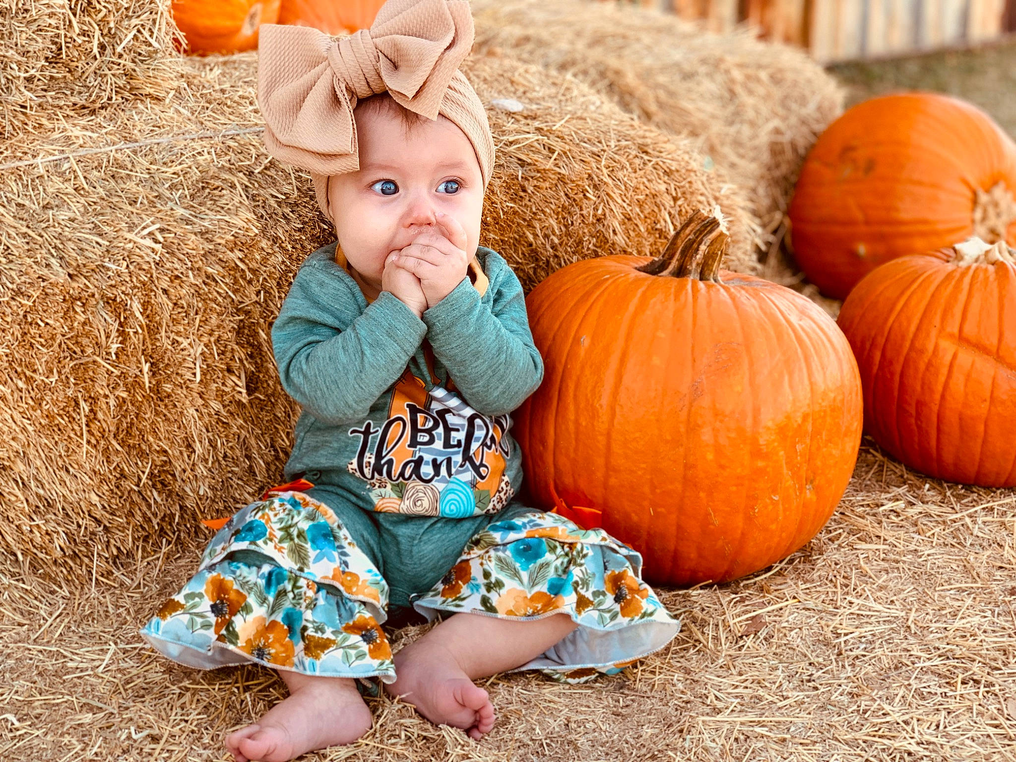 Kaislynn joined the competition — help win amazing prizes! baby, baby_toddler_clothing, calabaza, cucurbita, eye, fruit, gourd, grass, happy, headwear, human_body, mammal, natural_foods, orange, people_in_nature, person, plant, pumpkin, squash, toddler