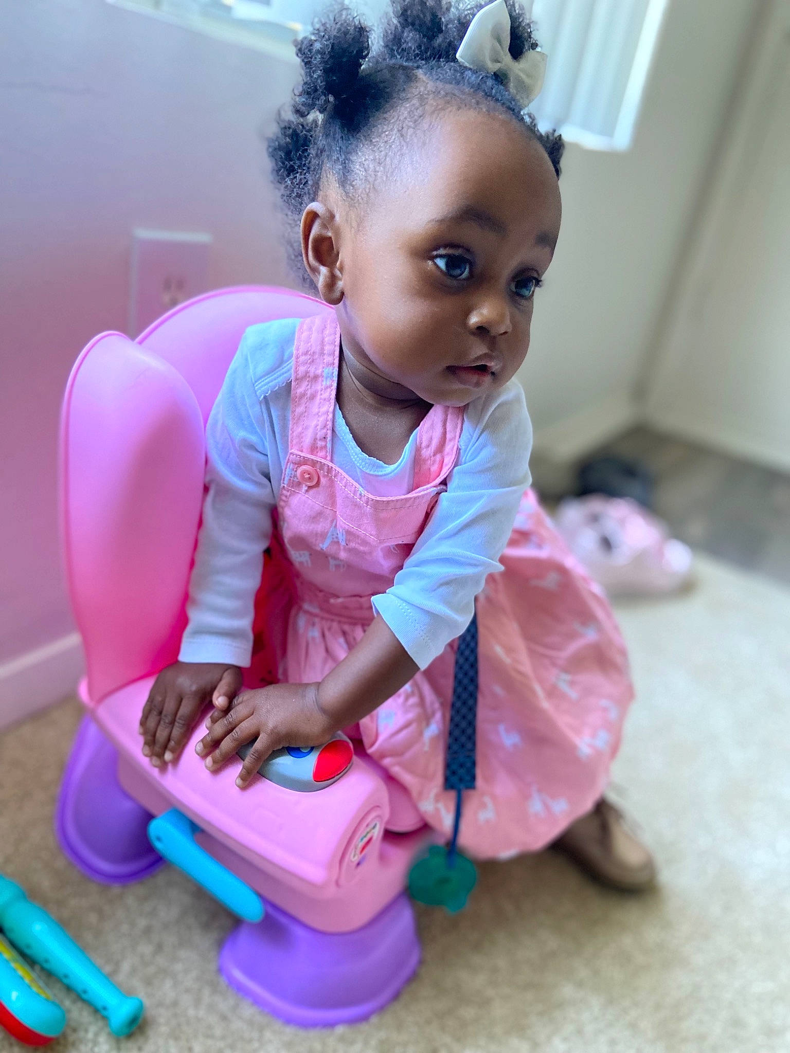 Penelope joined the competition — help win amazing prizes! baby, baby_toddler_clothing, beauty, child, flooring, fun, hairstyle, hand, happy, jewellery, leisure, magenta, person, pink, purple, sandal, sitting, skin, toddler, toy