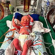 Luca James joined the competition — help win amazing prizes! newborn, baby, hospital, incubator, medical, wires, monitor, blanket, diaper, infant, healthcare, premature, care, face, person, bed, knitted_toy, green, blue, pink