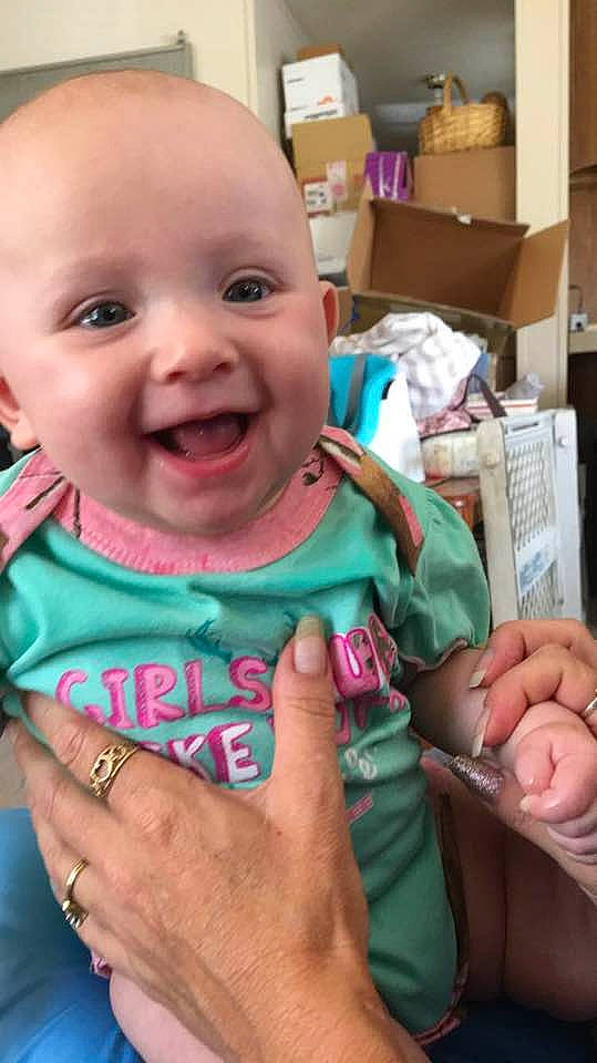 Cecilia is registered to the contest to win money with this photo: arm, cheek, child, day, finger, infant, joy, lip, mouth, person, product, smile, toddler, tooth