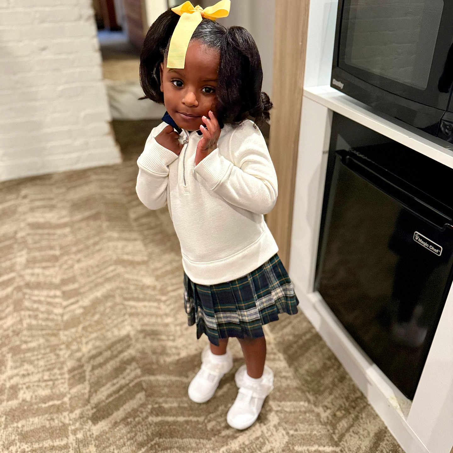 Rhyli joined the competition — help win amazing prizes! appliance, child, clothing, computerhardware, device, electricaldevice, electronics, face, female, footwear, girl, hardware, head, microwave, monitor, oven, person, screen, shoe, skirt