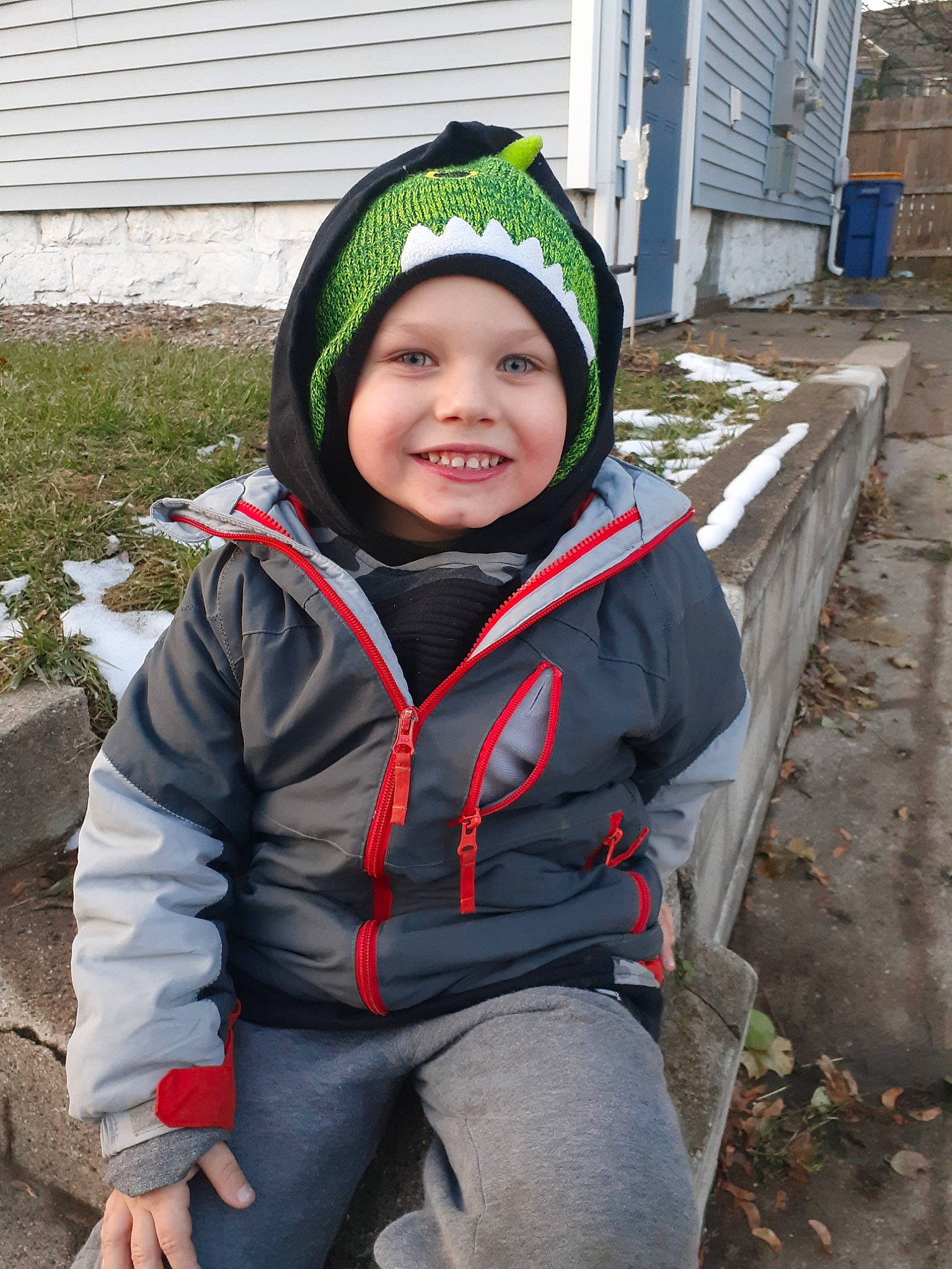 Adam is registered to the contest to win money with this photo: child, headwear, jacket, joy, outerwear, person, smile, toddler, vacation, winter