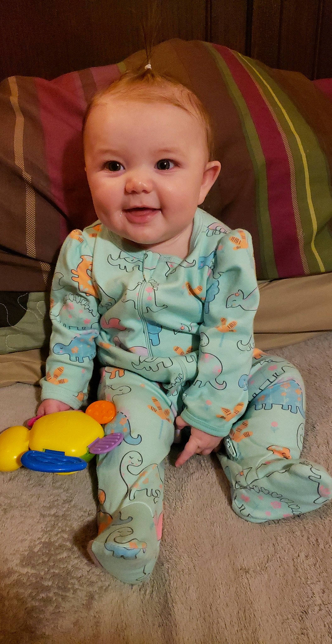 Kora joined the competition — help win amazing prizes! baby, baby_toddler_clothing, cheek, chin, eye, face, facial_expression, hairstyle, head, iris, joy, mammal, mouth, nose, organ, person, pink, skin, sleeve, smile