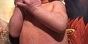 Theodore is registered to the contest to win money with this photo: baby, newborn, infant, diaper, hand, face, skin, lying_down, blanket, pattern, foot, home, cute, sleepy, small, child, person, indoors, relaxing, closeup