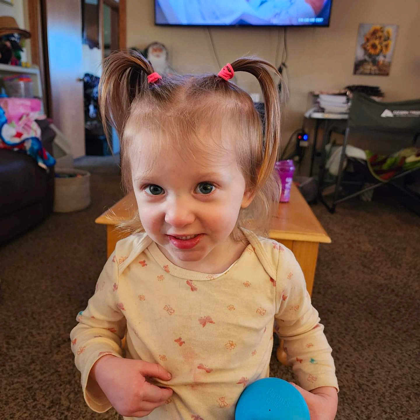 Vivian is registered to the contest to win money with this photo: architecture, building, child, computerhardware, electronics, face, female, furniture, girl, hair, happy, hardware, head, indoors, monitor, person, photography, portrait, screen, tv