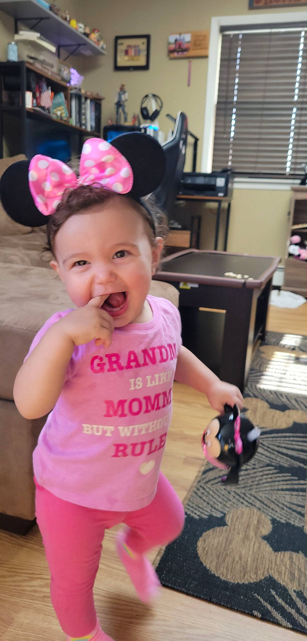 Mackenzie is registered to the contest to win money with this photo: baby, baby_toddler_clothing, child, costume_hat, fashion_accessory, fun, hairstyle, happy, hat, headpiece, magenta, party_supply, person, pink, purple, skin, sleeve, smile, t_shirt, thigh