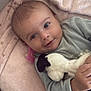 Zayn participe au concours pour gagner de l'argent avec cette photo : baby, infant, smiling, plush_toy, blanket, pacifier, soft_texture, cute, child, indoors, cozy, lying_down, clothing, face, hand, comfort, warm, young, happy, portrait
