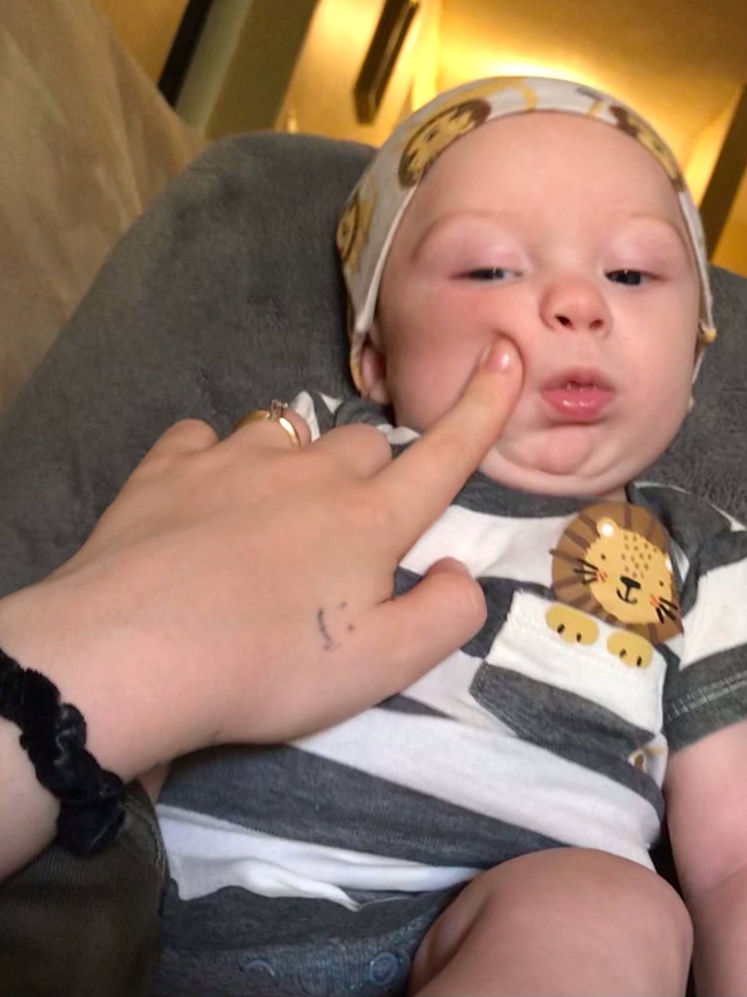 Corey joined the competition — help win amazing prizes! baby, baby_products, baby_toddler_clothing, cheek, child, comfort, ear, eyelash, fashion_accessory, finger, gesture, happy, lip, nail, nose, person, sitting, skin, thigh, thumb