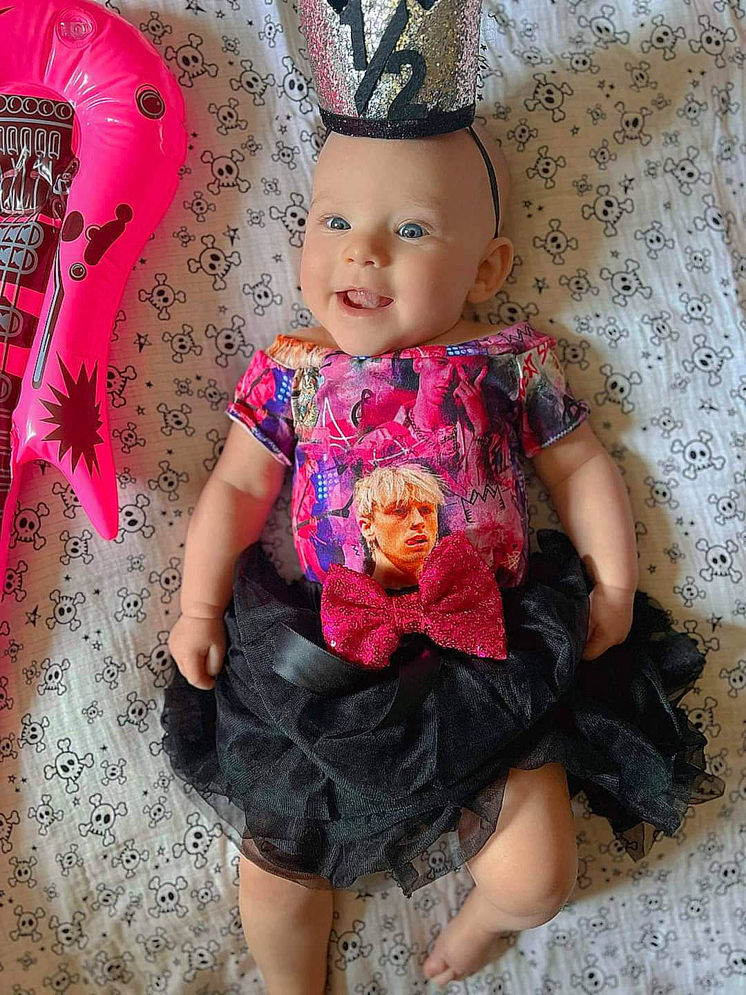 Kahlia joined the competition — help win amazing prizes! baby_toddler_clothing, day_dress, doll, dress, embellishment, eye, eyelash, happy, hat, head, headgear, magenta, pattern, person, pink, skin, sleeve, smile, textile, toddler
