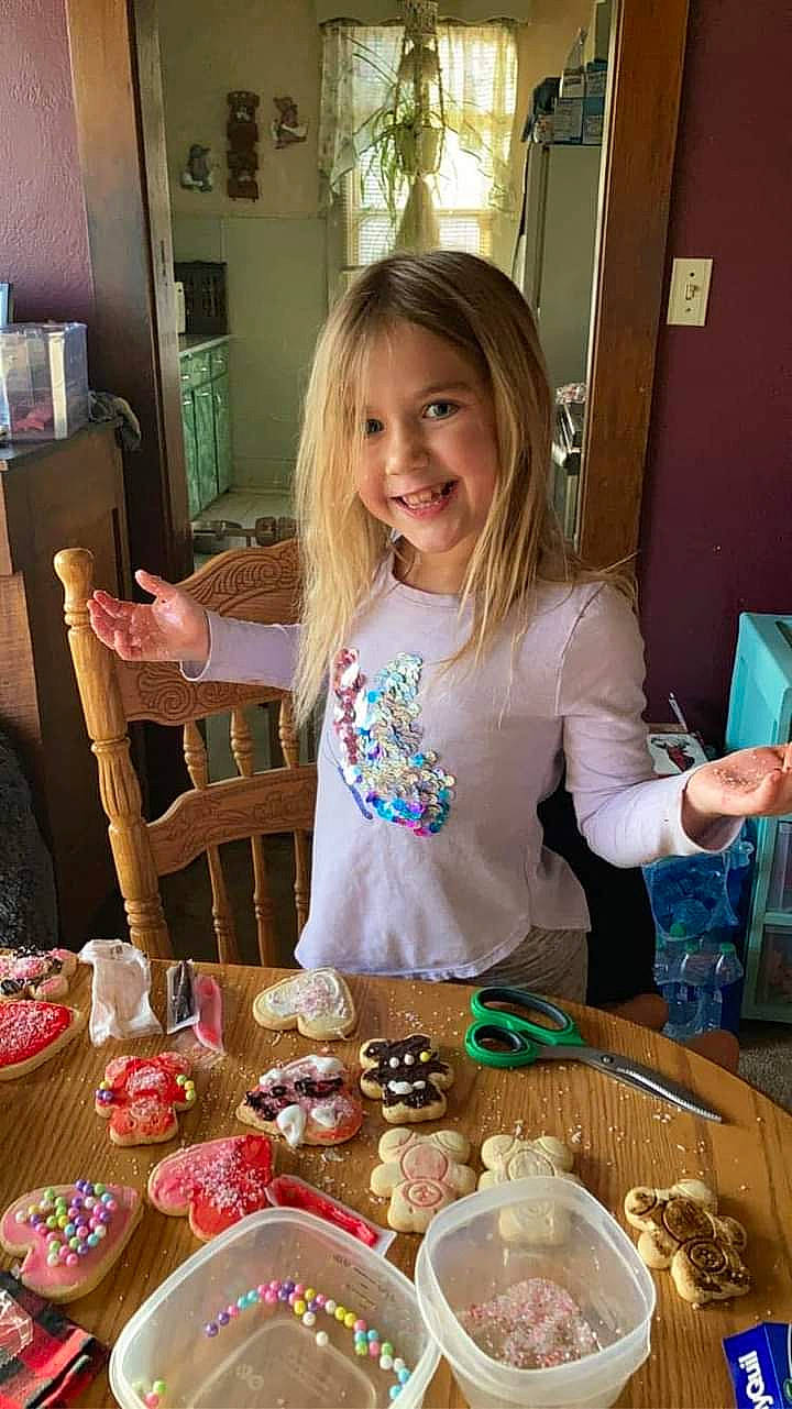 Charlotte joined the competition — help win amazing prizes! baking, chair, child, comfort_food, cooking, cuisine, dessert, dish, dishware, event, food, holiday, ingredient, joy, person, plate, serveware, smile, sweetness, table