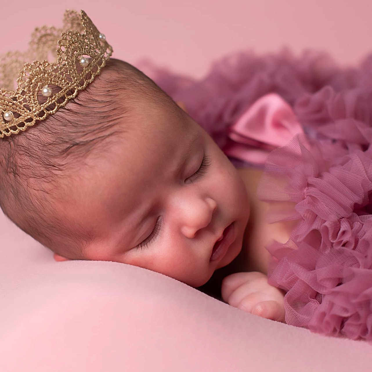 Rehmat joined the competition — help win amazing prizes! adorable, baby, blanket, child, closeup, crown, cute, face, hand, head, infant, newborn, peaceful, pink, portrait, resting, ruffle_dress, sleeping, soft, studio