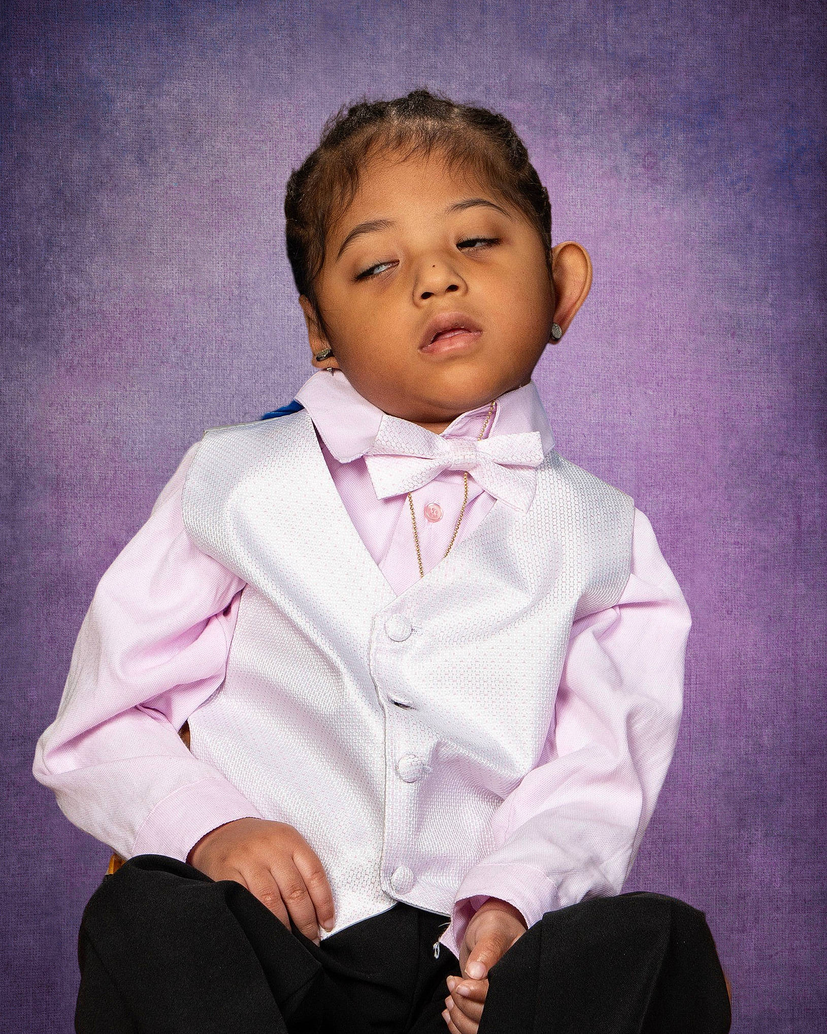 Terrell joined the competition — help win amazing prizes! baby_toddler_clothing, black_hair, cheek, child, collar, dress_shirt, eyebrow, flash_photography, formal_wear, gesture, hair, happy, lip, neck, nose, person, sitting, sleeve, t_shirt, tie