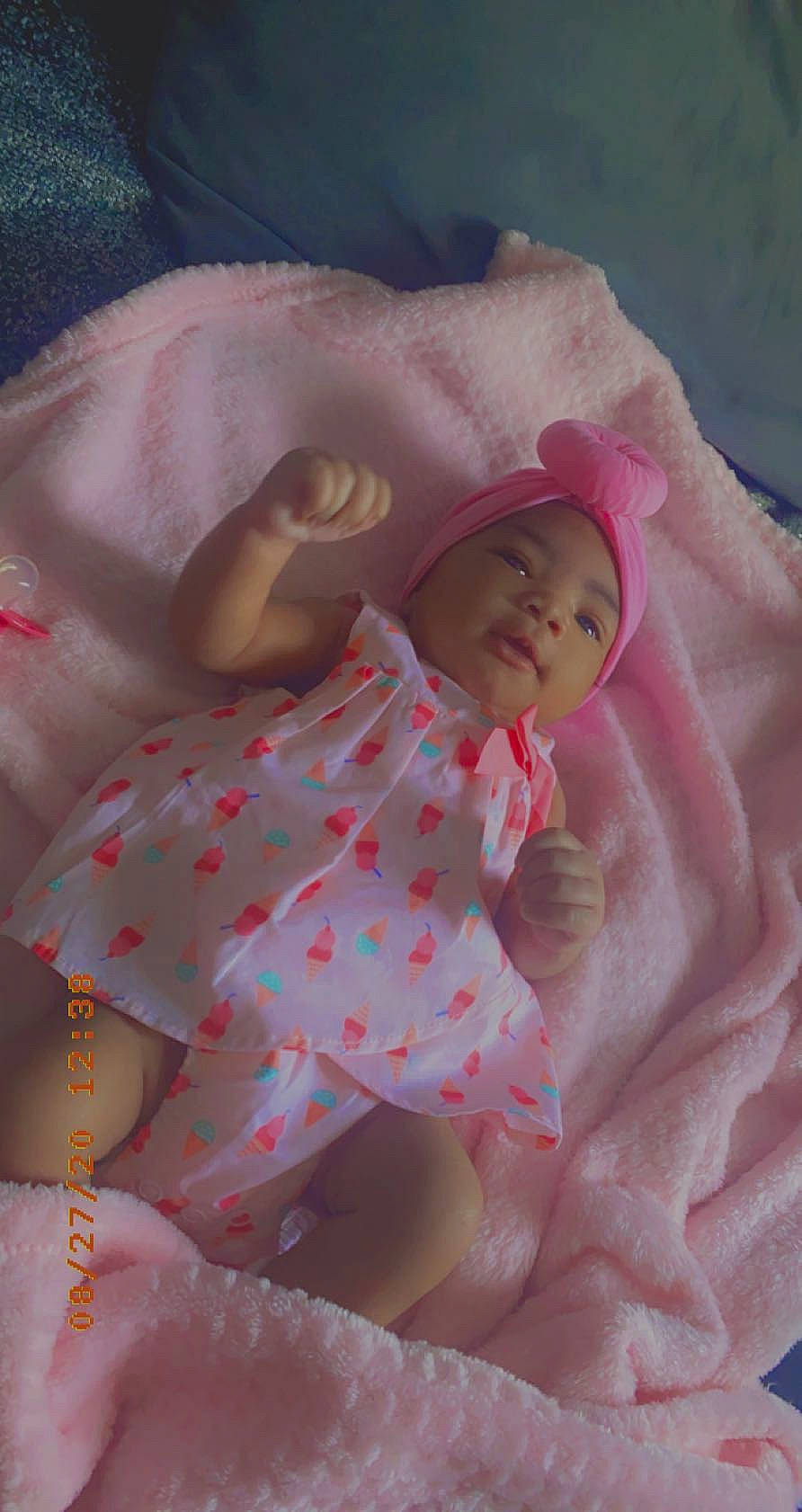 Khloe joined the competition — help win amazing prizes! baby, bedtime, cheek, child, headwear, person, pink, textile, toddler