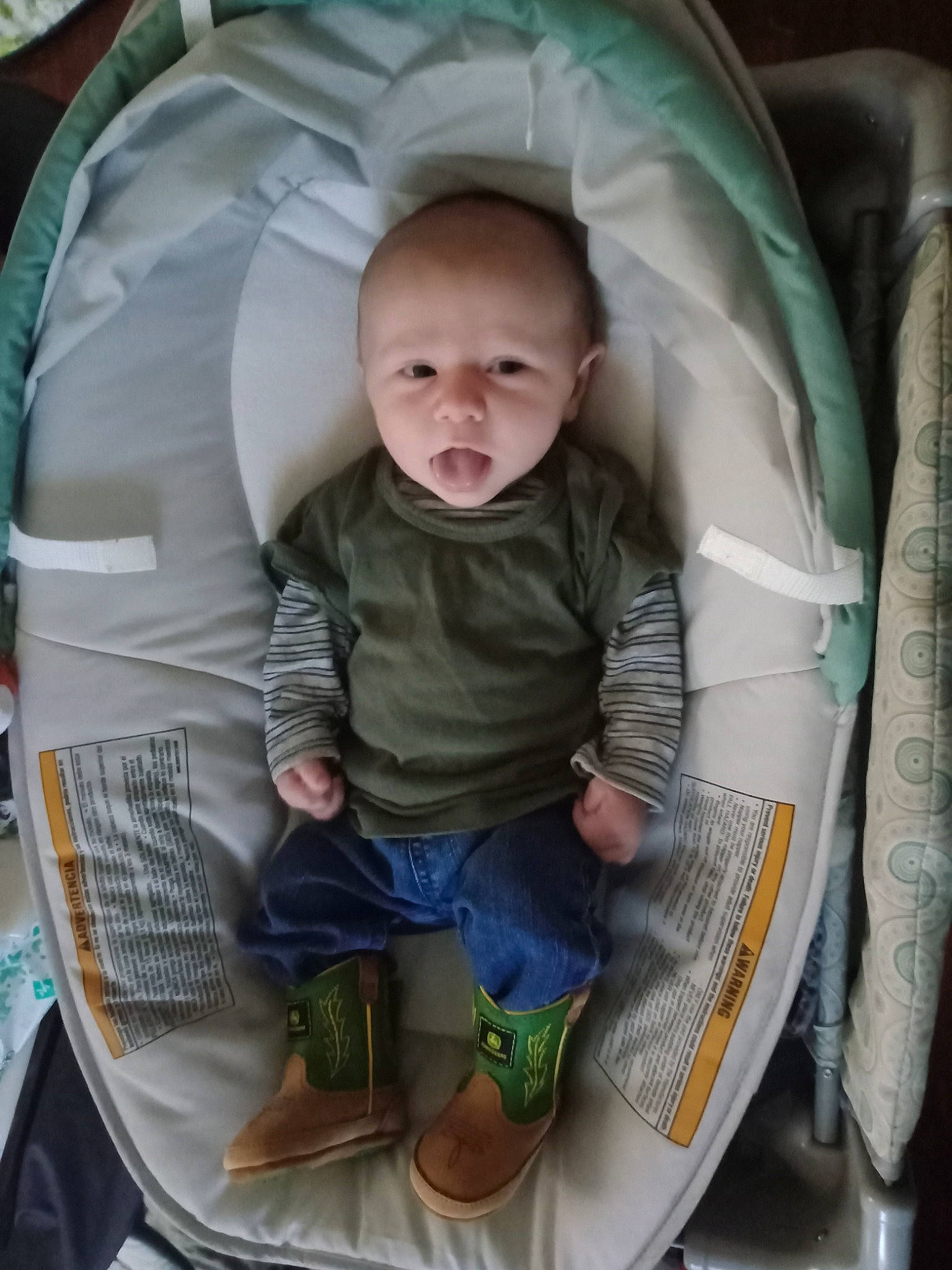 Huntley is registered to the contest to win money with this photo: baby, baby_carriage, baby_products, baby_safety, baby_toddler_clothing, child, circle, comfort, eye, fun, person, product, sitting, sleeve, sneakers, toddler