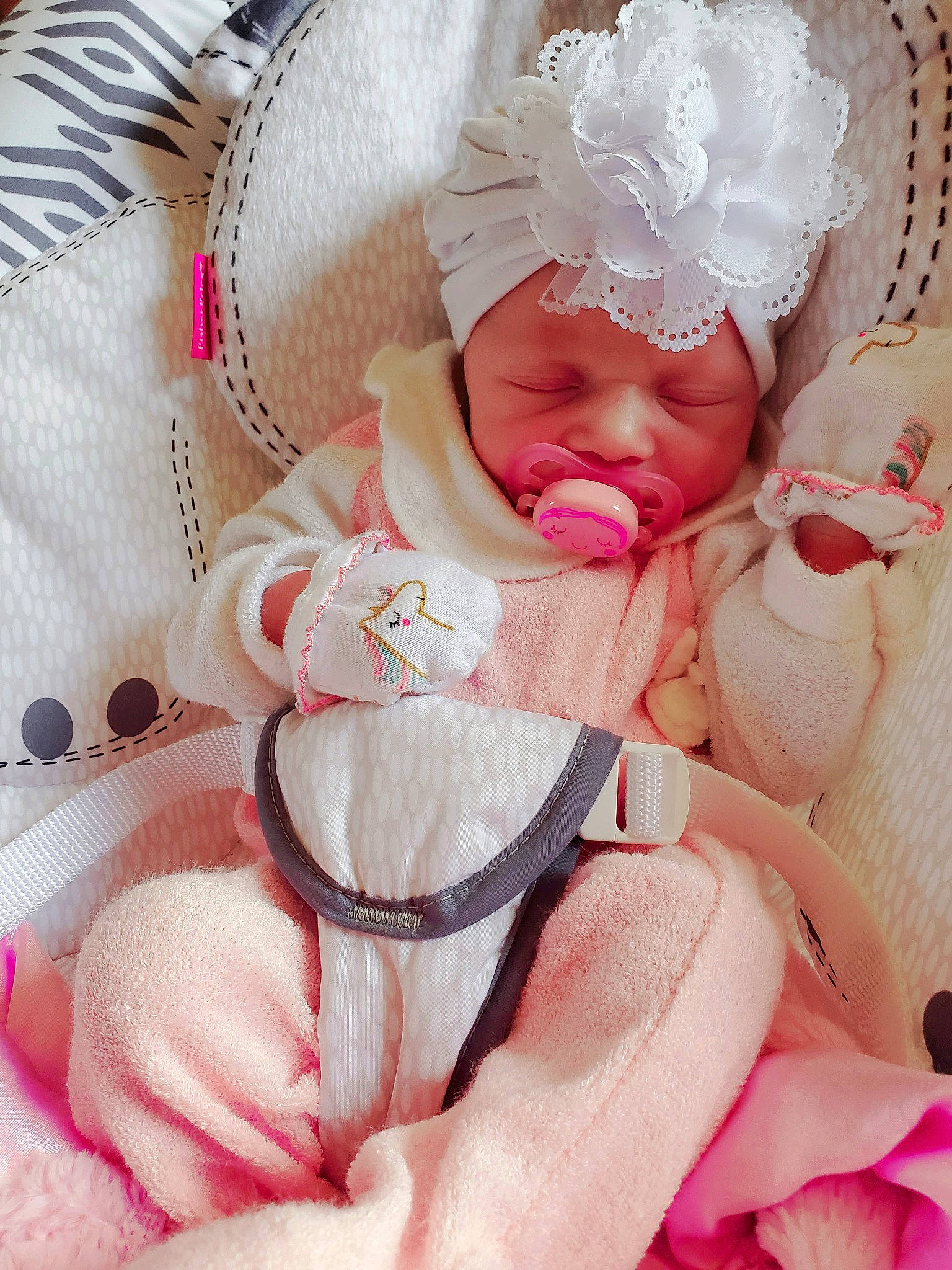 Daniela joined the competition — help win amazing prizes! baby, baby_products, baby_sleeping, baby_toddler_clothing, child, comfort, embellishment, fashion_accessory, finger, hair_accessory, hand, headband, headwear, jewellery, linens, nail, pattern, person, pink, skin