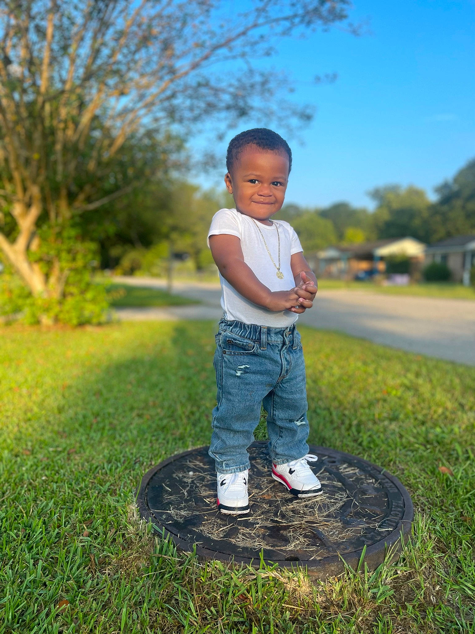 Sevyn joined the competition — help win amazing prizes! asphalt, footwear, fun, grass, grassland, happy, jeans, joy, landscape, lawn, leisure, meadow, people_in_nature, person, plant, recreation, shoe, shorts, sky, sunlight