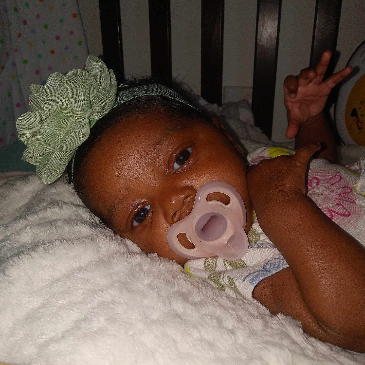 Paris joined the competition — help win amazing prizes! baby, bed, blanket, bodypart, bonnet, clothing, couch, crib, face, finger, furniture, hand, hat, head, homedecor, infantbed, newborn, person, photography, portrait