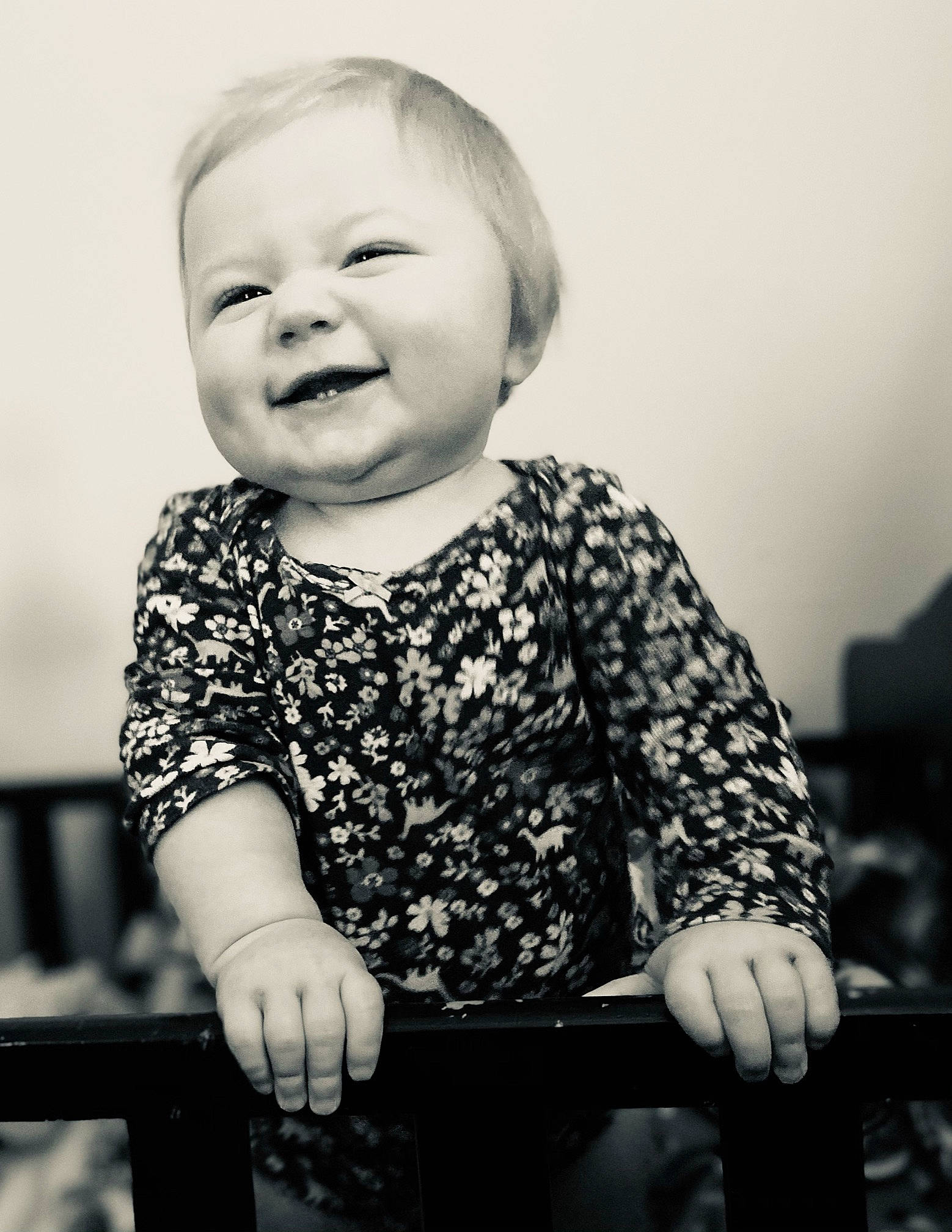 Khaleesi is registered to the contest to win money with this photo: baby, baby_toddler_clothing, beauty, cheek, child, child_model, iris, joy, laugh, lip, monochrome, mouth, person, portrait, portrait_photography, sitting, skin, toddler, vintage_clothing
