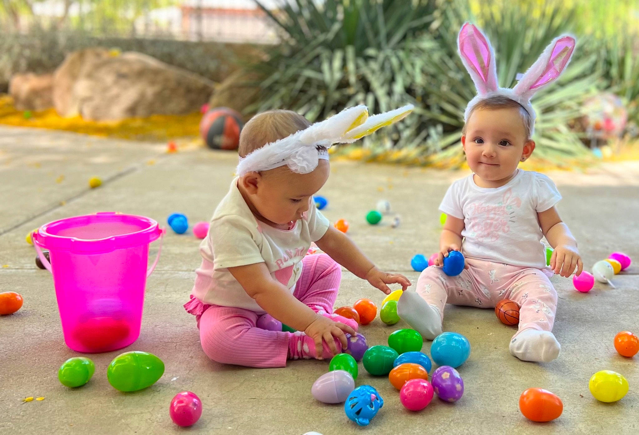 Kamila is registered to the contest to win money with this photo: baby, child, clothing, community, event, fun, green, happy, hat, joy, leisure, party_supply, person, photograph, pink, plant, play, recreation, smile, snapshot